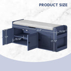 42.6" Storage Bench - Shoe Storage Bench With Side Storage Shelves And 3 Doors, Multifunctional Entryway Bench With Lift Top Cushion, Shoe Bench For Bedroom, Living Room, Entryway, Navy Blue