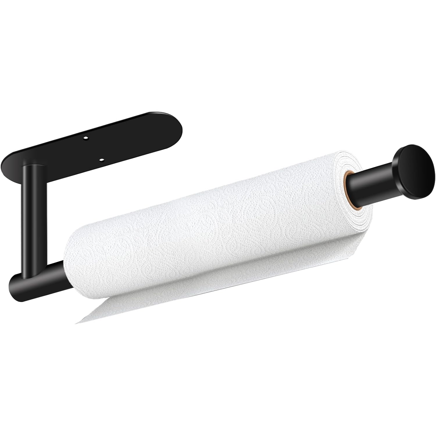 Paper Towel Holder, Self Adhesive or Drilling Paper Towel Holder Under Cabinet, Stainless Steel Black Paper Towel Holders Wall Mount for Kitchen, Bathroom, Sink, Pantry, Fridge