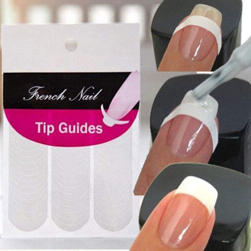 5 Sheets 240 Pcs White French Manicure Nail Art Stickers Strips, Guide Moon Shape Design Self-Adhesive Nail Tips for Manicure Decoration DIY Tools Stickers and Decals