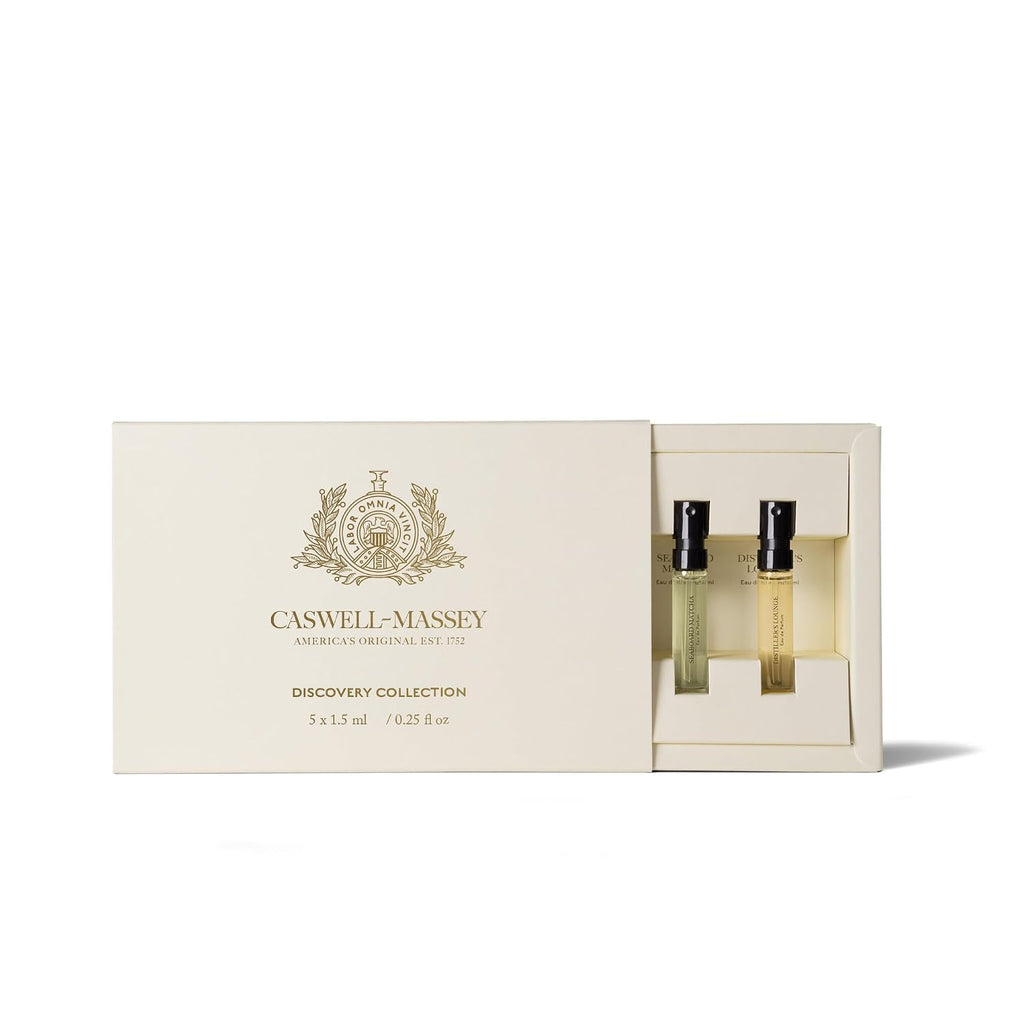 Caswell-Massey Fragrance Discovery Collection For Men – 5-Piece Sample Set – Number Six, Jockey Club, Newport, Distiller’S Lounge & Seaboard Matcha