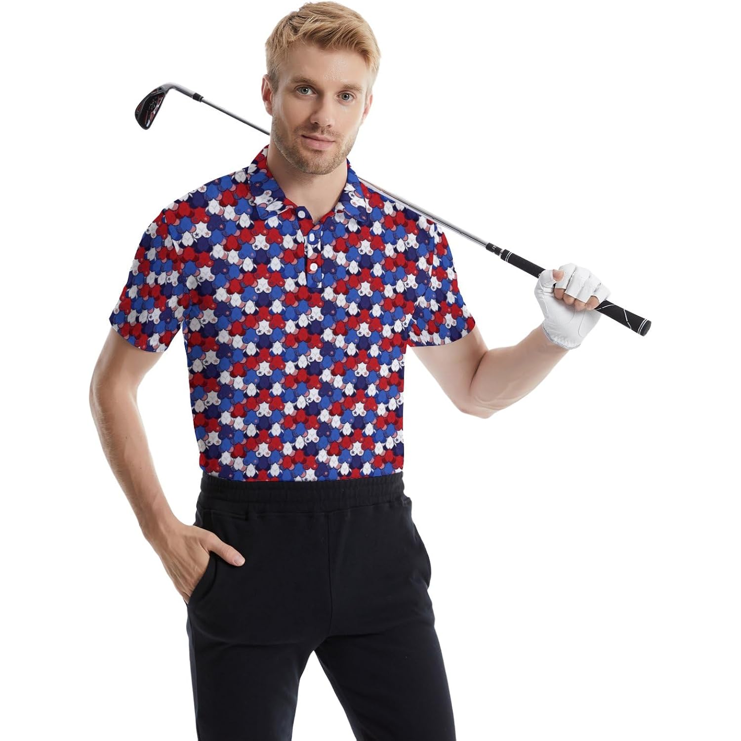 Golf Polos For Men Funny Moisture Wicking Golf Shirts Performance Quick-Dry Polo Shirts Short Sleeve