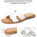 Fitory Women'S Slide Sandals, Flat Fashion Square Open Toe With Cushion Slippers For Summer Beach