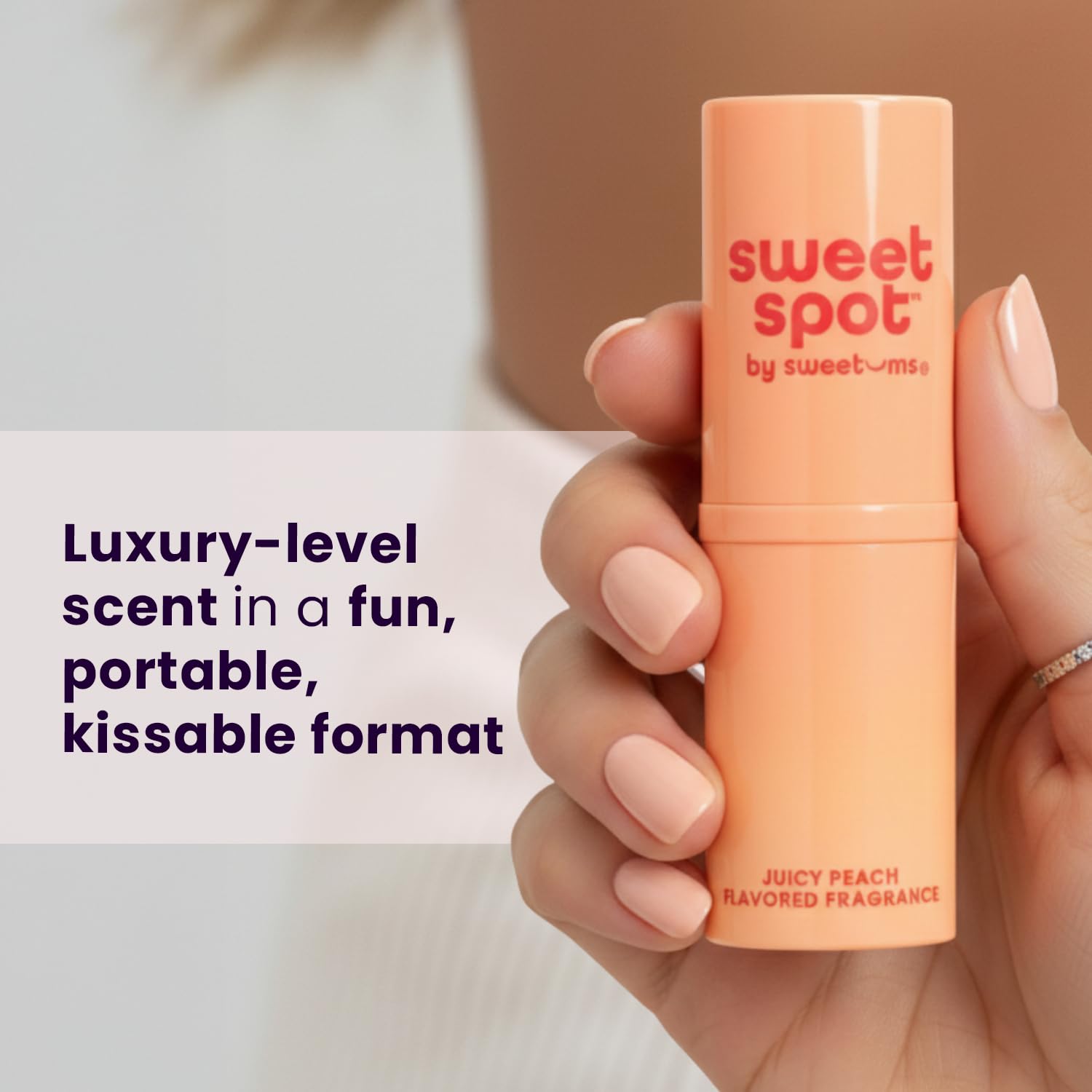 Sweetspot Flavored Solid Perfume Stick, Portable Travel Perfumes For Women, Long Lasting Fragrances, Non Sticky Formula, Natural Ingredients, Fragrance Stick (Peach)