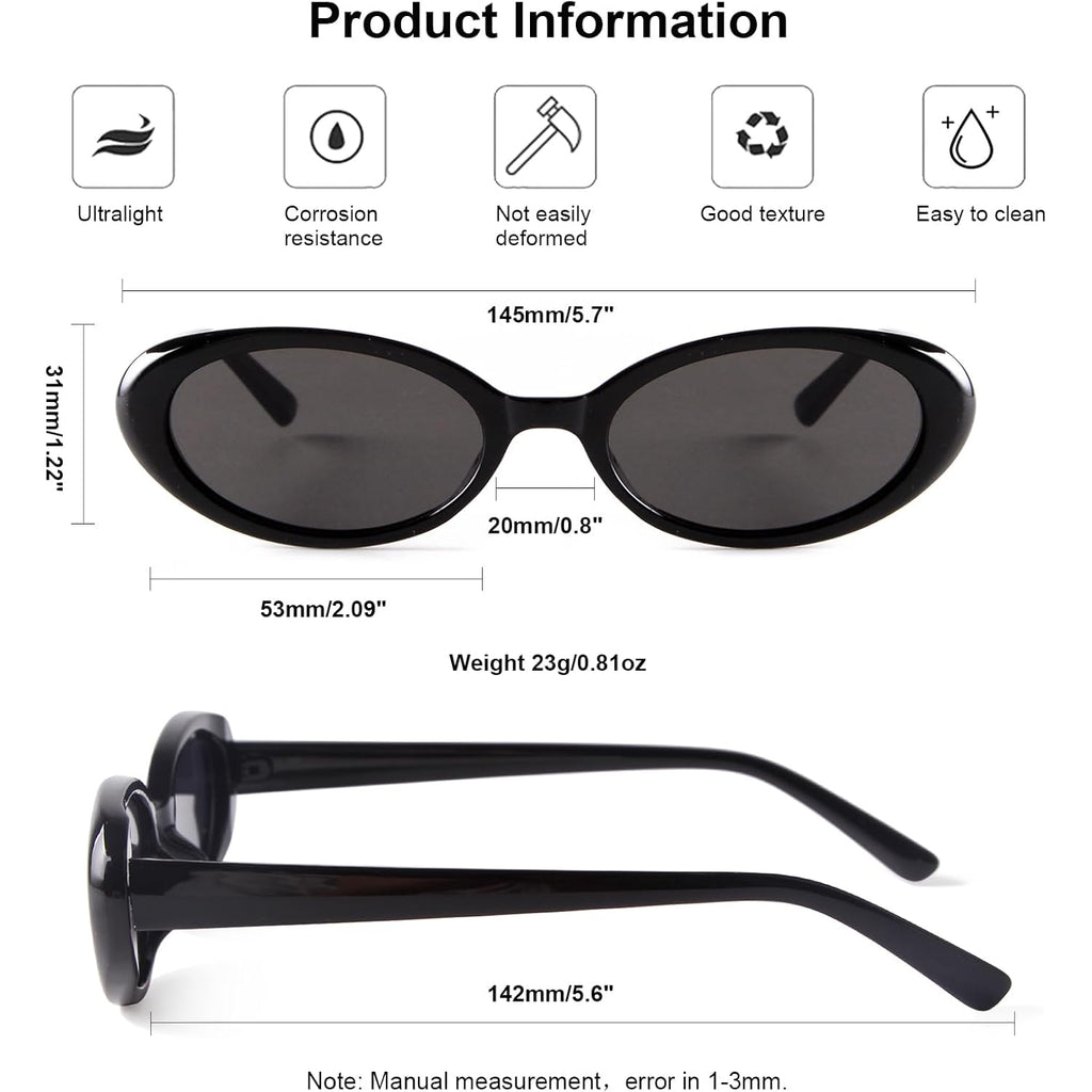 90s Sunglasses for Women Men Retro Small Oval Sunglasses