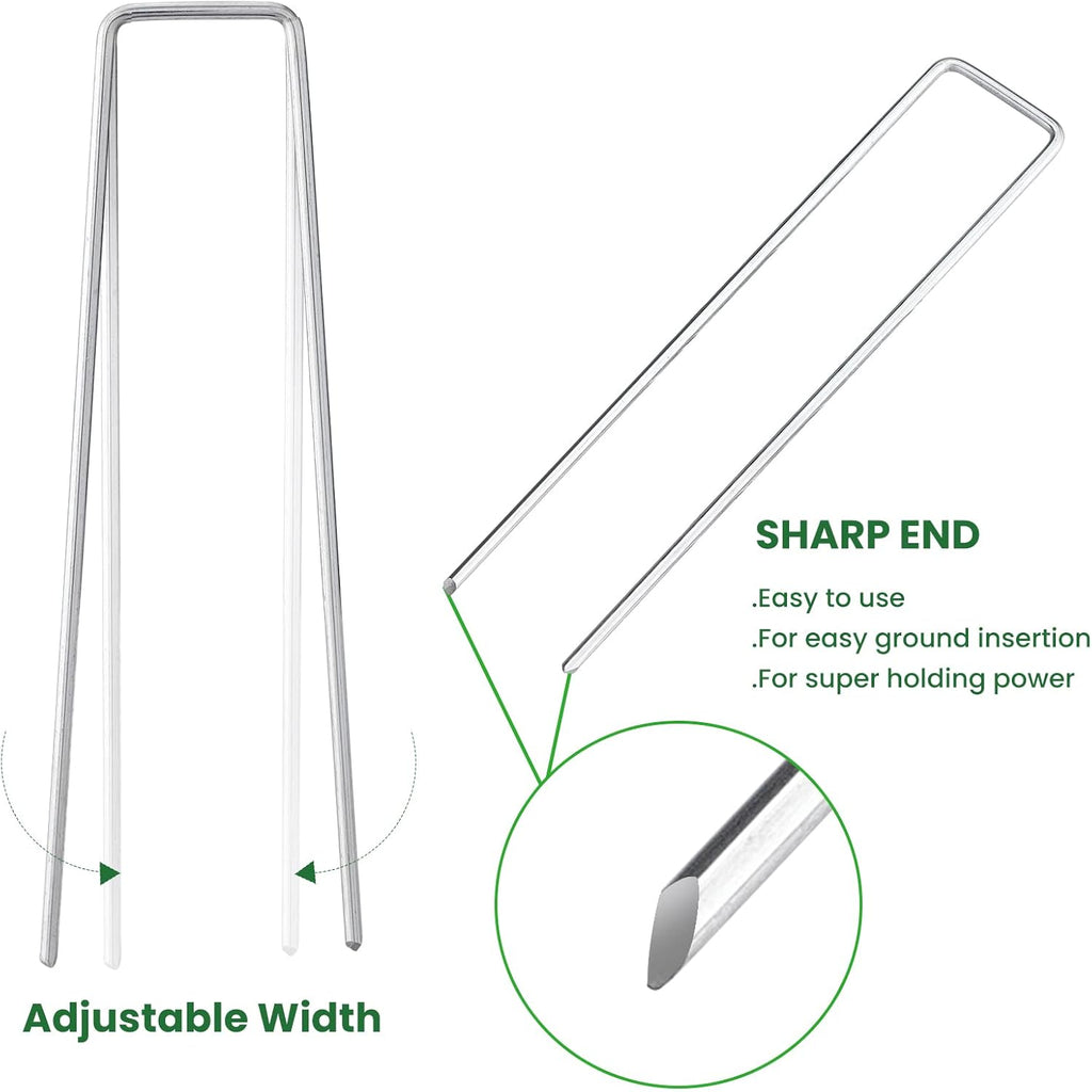 6 Inches Heavy Duty Galvanized Steel Garden Stakes Staples Securing Pegs For Securing Weed Fabric Landscape Fabric Netting Ground Sheets And Fleece, Christmas Decoration, Accessories (10, Silver)