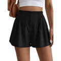 Womens Shorts Casual 2026 Spring Summer Elastic High Waisted Pleated Cotton Shorts Beach Vacation Outfits Pockets