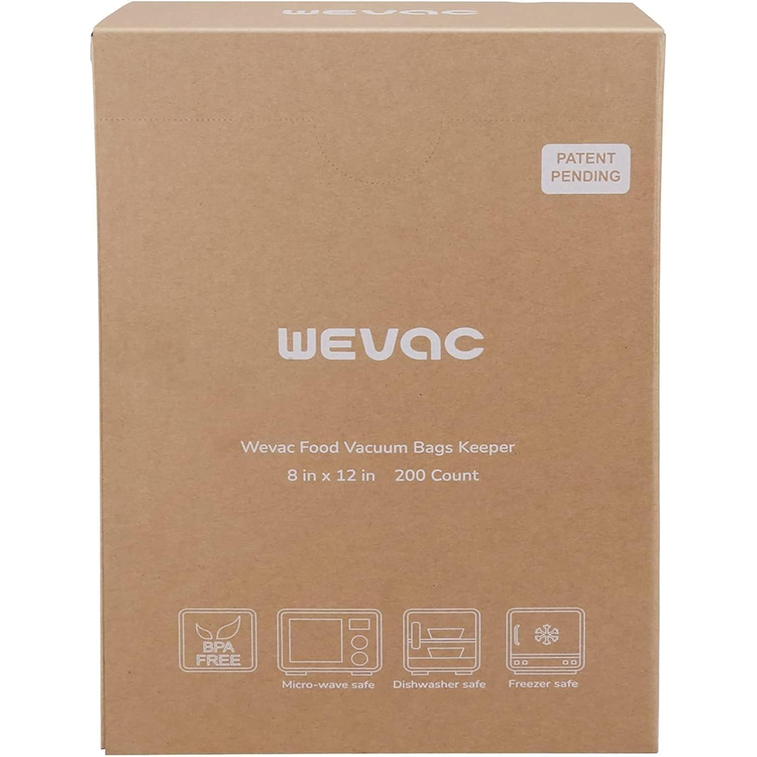Wevac 8” X 12” 200 Count Food Vacuum Sealer Bags Keeper, Precut Quart, Ideal For Food Saver, Bpa Free, Commercial Grade, Great For Storage, Meal Prep And Sous Vide