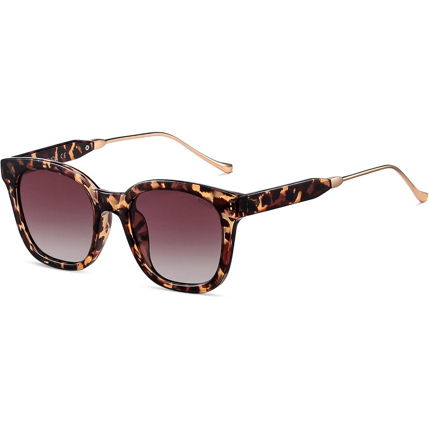 SOJOS Classic Square Polarized Sunglasses Womens Mens Retro Trendy UV400 Sunnies SJ2050 Leopard/Purple