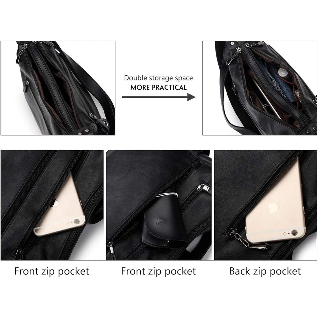 Artwell Fashion Crossbody Bag For Women Shoulder Bag Soft Pu Leather Handbags Purses Multi Pocket Hobo Tote Bag