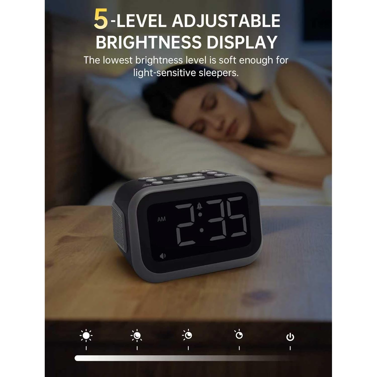 Super Loud Alarm Clock: 115Db Dual Alarms And 6 Alarm Sounds For Heavy Sleepers - Adult Shift Workers In Bedroom Or Daily Wake-Up Use - Gray