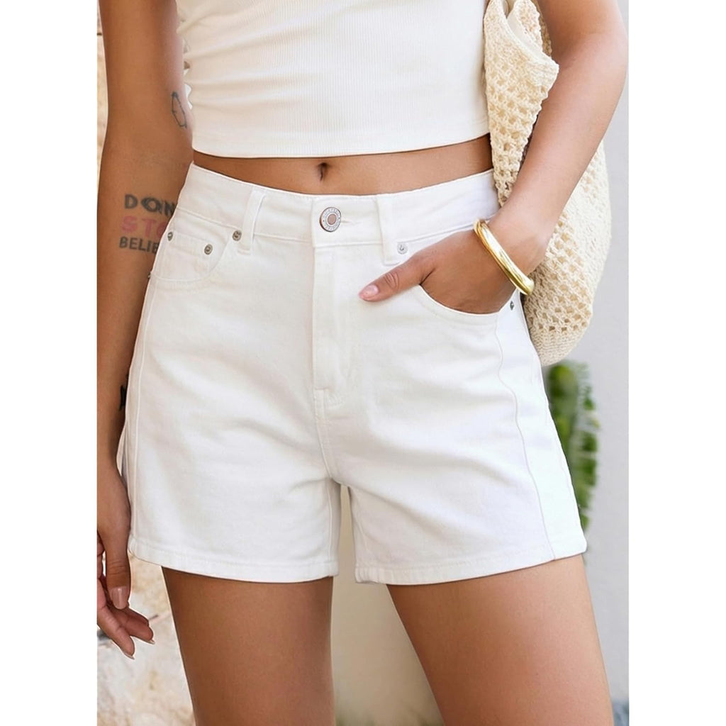 Women's Jean Shorts High Waisted Stretchy Casual Side Seam Denim Shorts