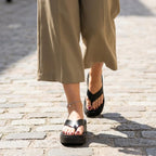 Cushionaire Pippin Chunky Platform Flip Flops, Stylish Wedge Flip Flops For Women With Cushioned Footbed And Durable Sole