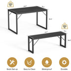 Gizoon 45.5" Dining Table Set For 4 With 2 Benches, Kitchen Table Set With Metal Frame & Mdf Board, Space-Saving Dinette For Kitchen, Dining Room -Black