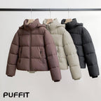 Puffit Women'S Cropped Puffer Jackets,Warm Winter Jacket With Removable Hood,Zipped Pockets,Short Ladies Quilted Coat