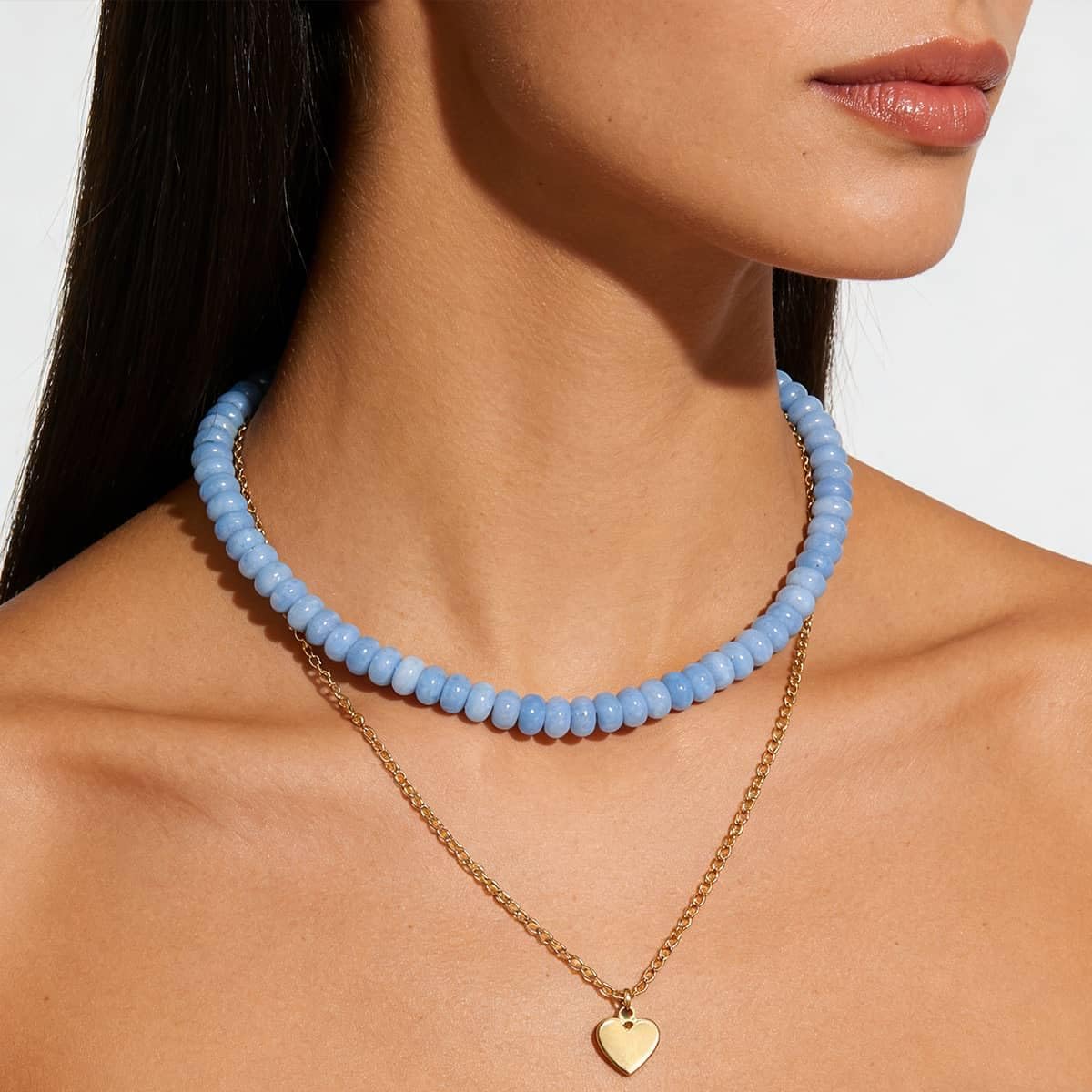 Beaded Necklace for Women,Natural Gemstone Necklace for Women,Colorful Bead Choker Necklace Handmade Surfer Beach Necklace Trendy Jewelry Gift for Women