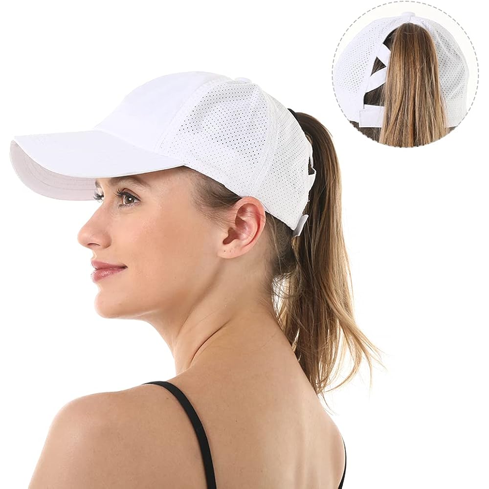 Womens Criss Cross Ponytail Hat Quick Drying Baseball Cap Sun Hats Uv Protection Sport Cap