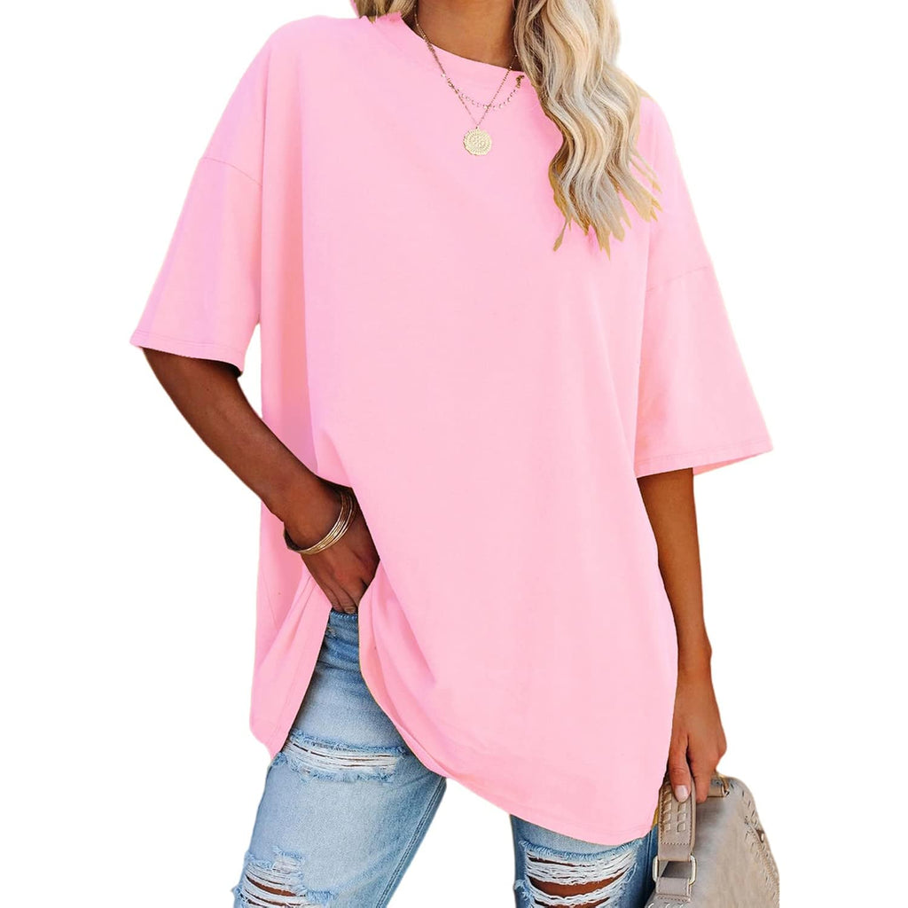 YEXIPO Women's Oversized T Shirts Graphic Tees Summer Short Sleeve Loose Fit Casual Crewneck Plain Tunic Tops