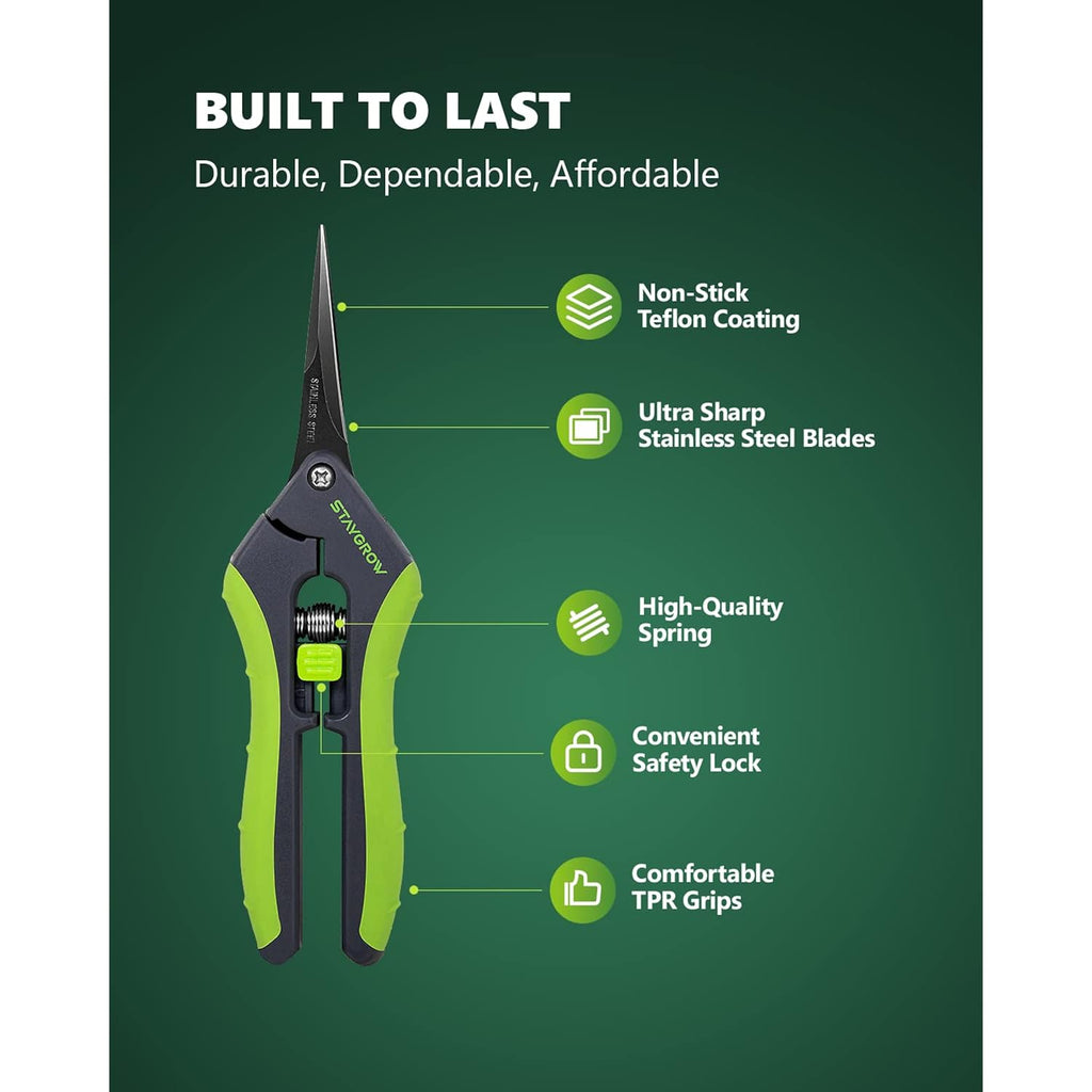 2Pcs 6.5" Pruning Shears For Gardening Ultra Sharp Garden Scissors | Plant Snips For Precise Cuts, Stainless Steel Bonsai Clippers With Spring Loaded, Garden Shears (1Pc Straight & 1Pc Curved)