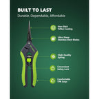 2Pcs 6.5" Pruning Shears For Gardening Ultra Sharp Garden Scissors | Plant Snips For Precise Cuts, Stainless Steel Bonsai Clippers With Spring Loaded, Garden Shears (1Pc Straight & 1Pc Curved)