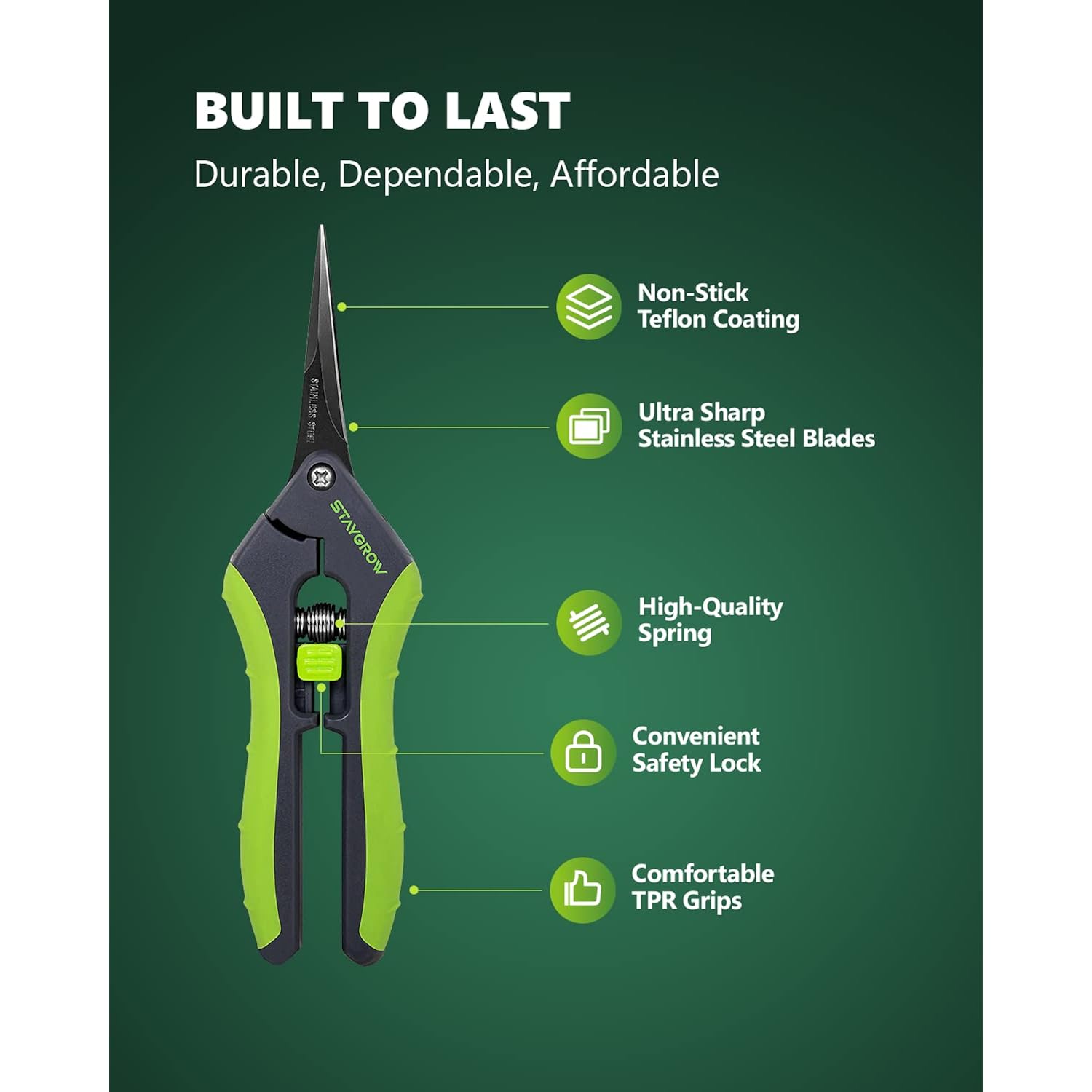 2Pcs 6.5" Pruning Shears For Gardening Ultra Sharp Garden Scissors | Plant Snips For Precise Cuts, Stainless Steel Bonsai Clippers With Spring Loaded, Garden Shears (1Pc Straight & 1Pc Curved)