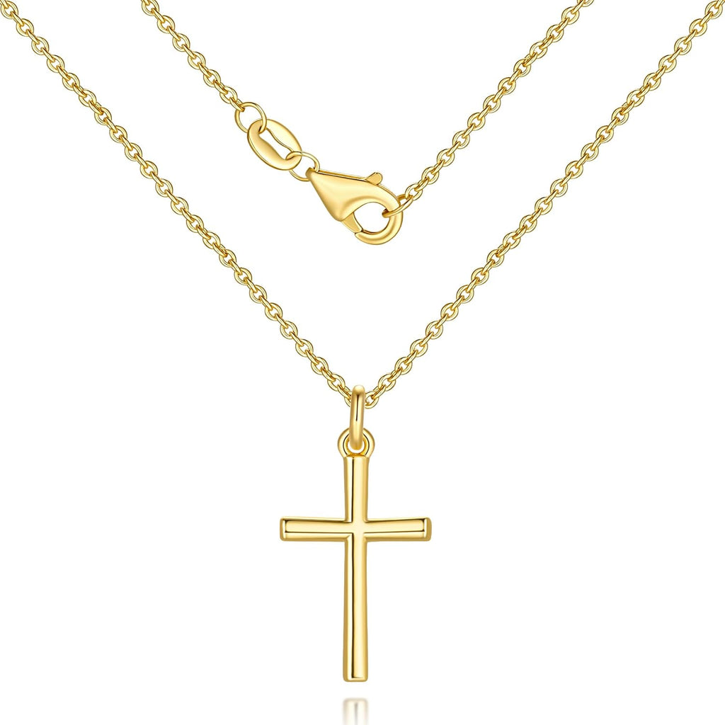 Gold Cross Necklaces for Women 14K Gold Cross Necklace for Women Crosses Pendant Necklace for Womens Smooth Lines and Timeless Charm Small Crosses Chain for Womens