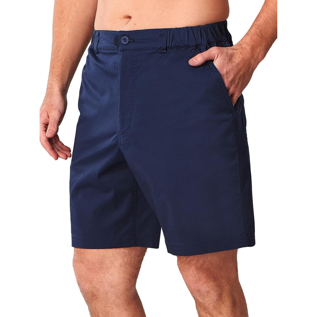 Allzero Men'S Casual Shorts 9" Classic-Fit Golf Shorts For Men Cotton Elastic Waist Multi Pockets