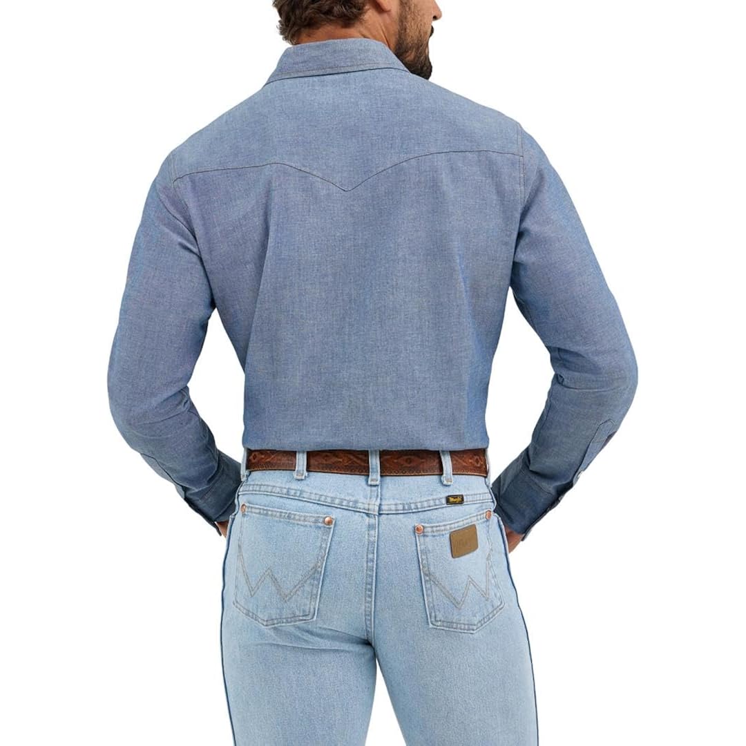 Wrangler Men'S Cowboy Cut Western Long Sleeve Snap Work Shirt Firm Finish