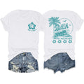 Hawaiian Beach T Shirts for Women Hibiscus Flower Palm Tree Shirt Tropical Graphic Tees Summer Beachy Vacation Tops White
