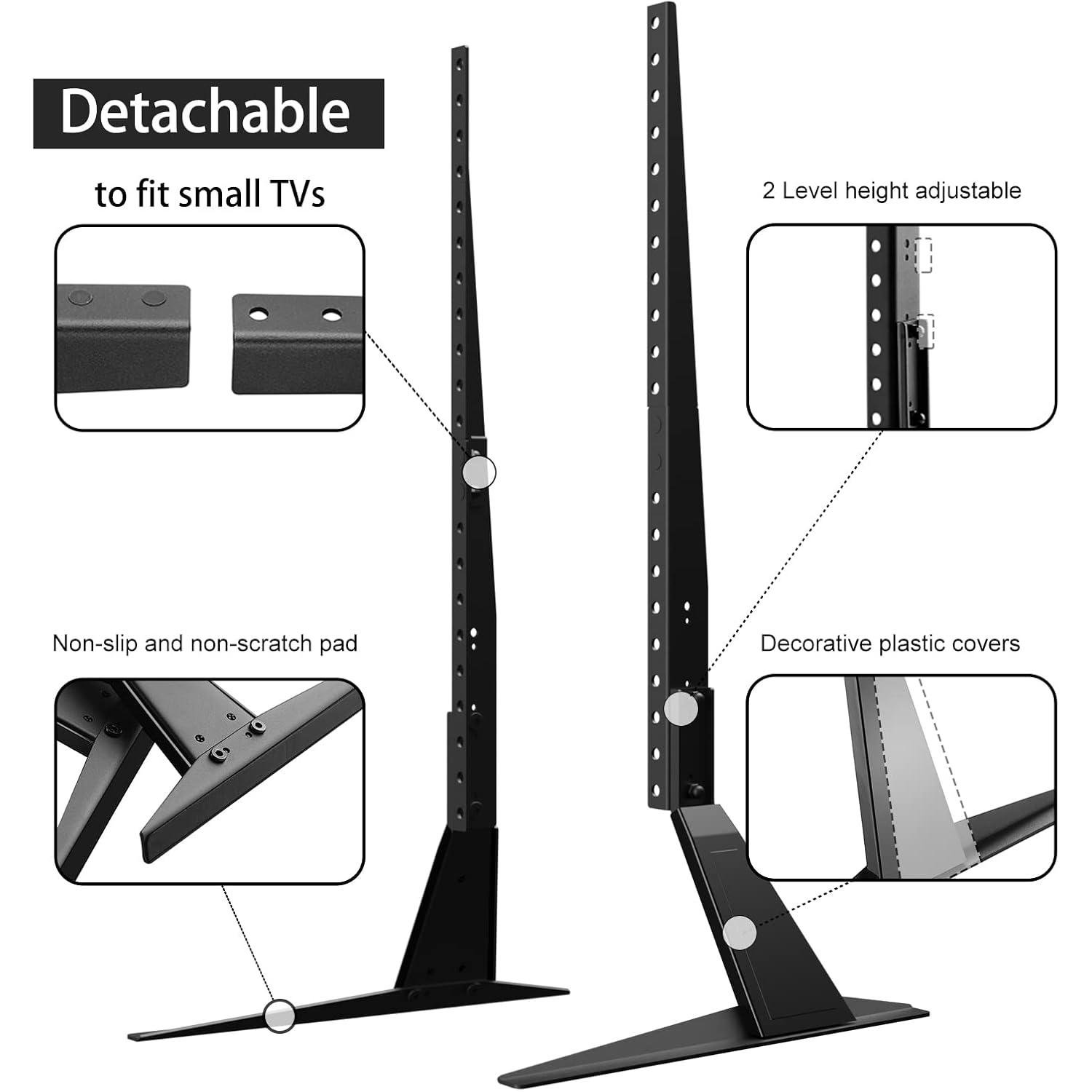 Universal TV Stand, Metal TV Legs for 20-65 inch LCD/LED/OLED/Plasma Flat&Curved Screen TV Height Adjustment with VESA 75x75mm to 800x500mm Max ML1760