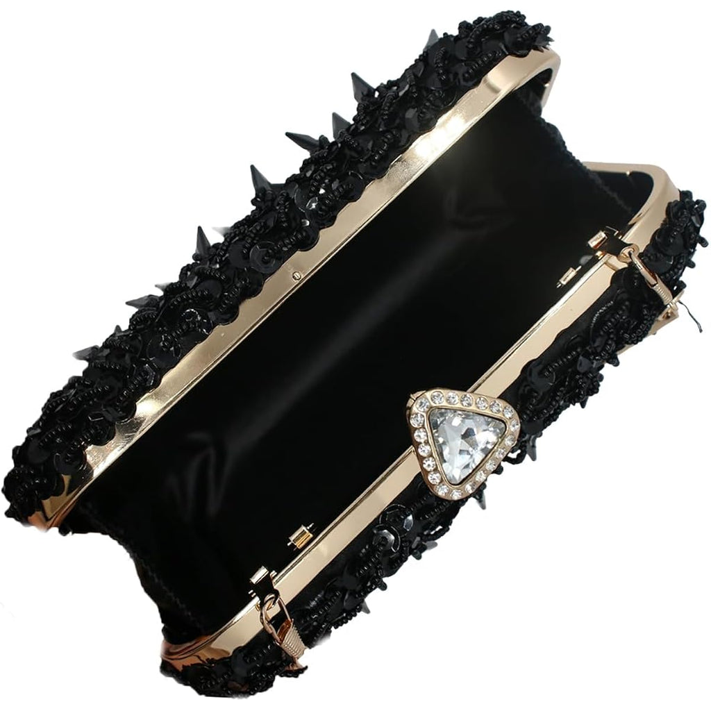 Romanticdesign Women Bling Evening Bag Fashion Embroidered Beaded Sequin Clutch Cocktail Wedding Party Purse