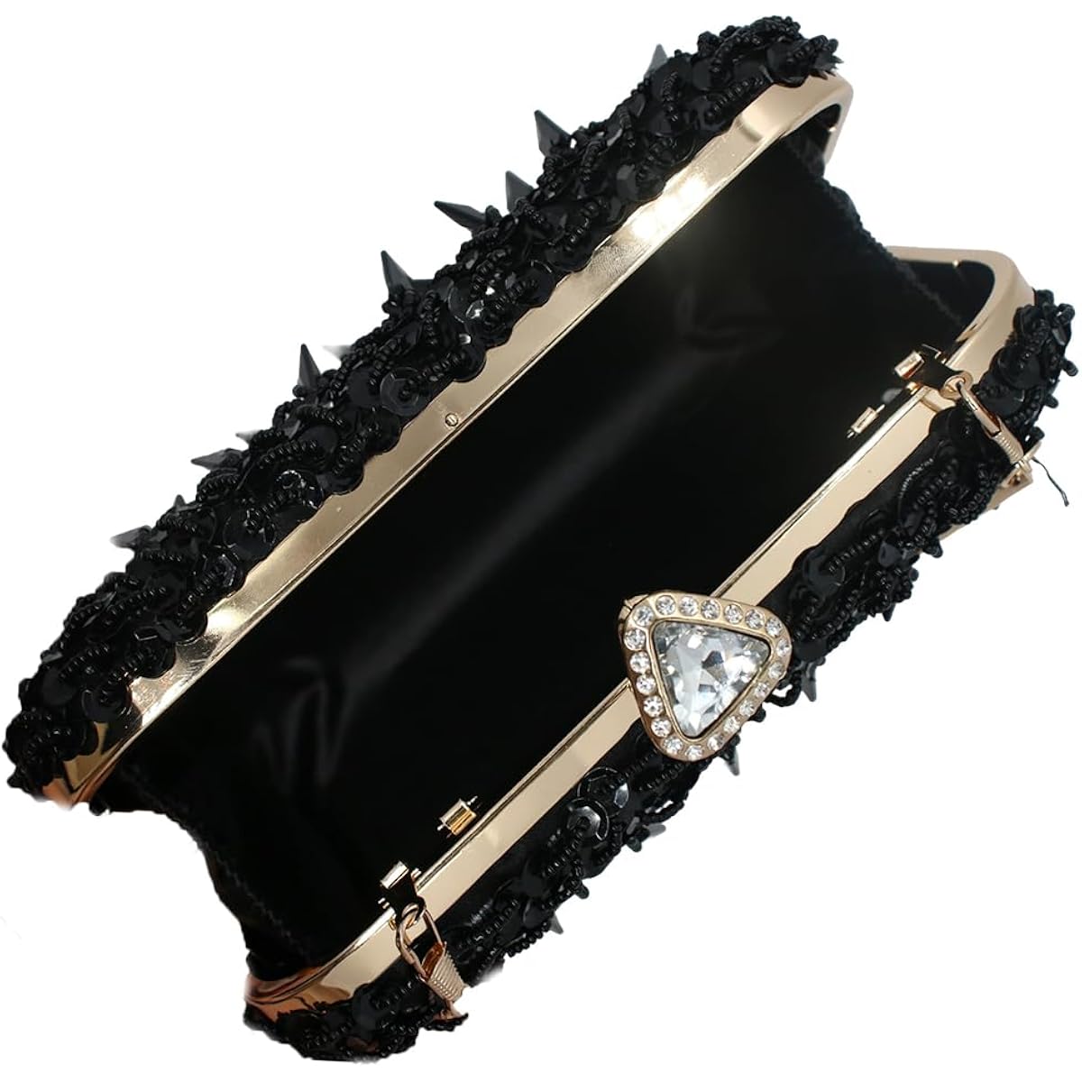 Romanticdesign Women Bling Evening Bag Fashion Embroidered Beaded Sequin Clutch Cocktail Wedding Party Purse