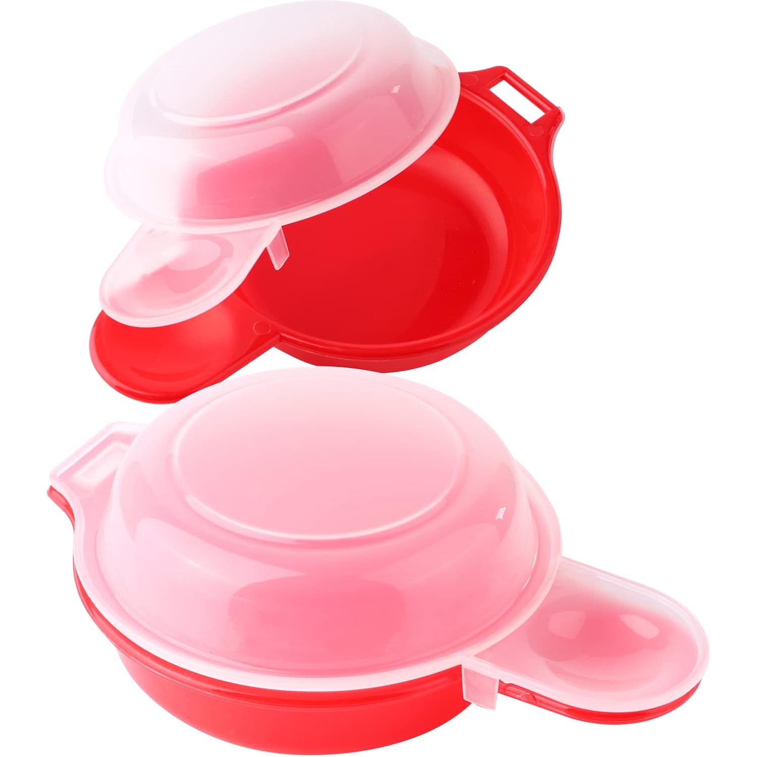 2 Sets Microwave Egg Cooker,1 Minute Fast Egg Hamburg Omelet Maker Kitchen Cooking Tool(Red And Clear)