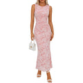 Merokeety Women'S Summer Wedding Guest Maxi Dress 2026 Sleeveless Floral Bodycon Mesh Cocktail Formal Party Long Dresses