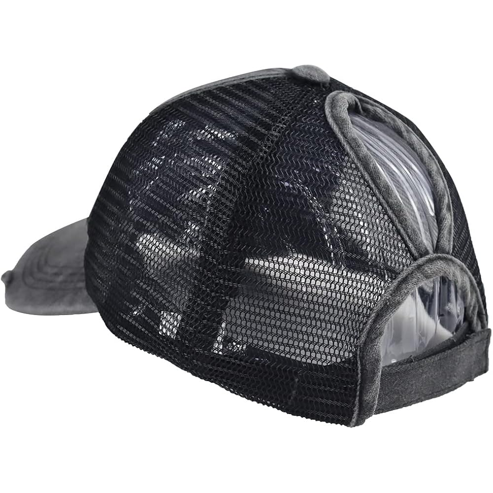 Camping Hair Don'T Care Hat, Vintage Washed Distressed Mesh Baseball Cap