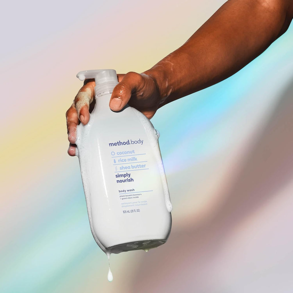Method Body Wash, Simply Nourish - Leaves Skin Feeling Soft & Moisturized, Made Without Parabens, Notes Of Coconut, Rice Milk & Shea Butter, 28 Fl Oz