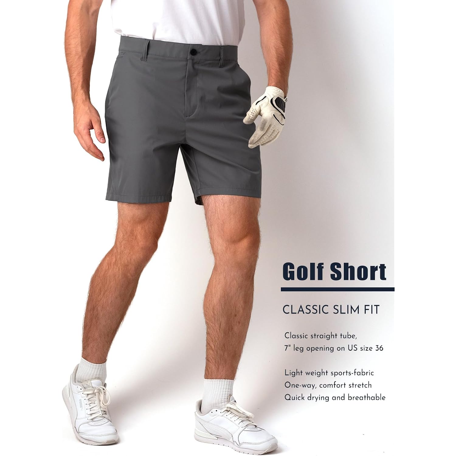 Mens Golf Shorts 7 Inch Inseam, Quick Dry Stretch Casual Lightweight Stretch Flat Front Hybrid Men'S Golf Shorts For Men