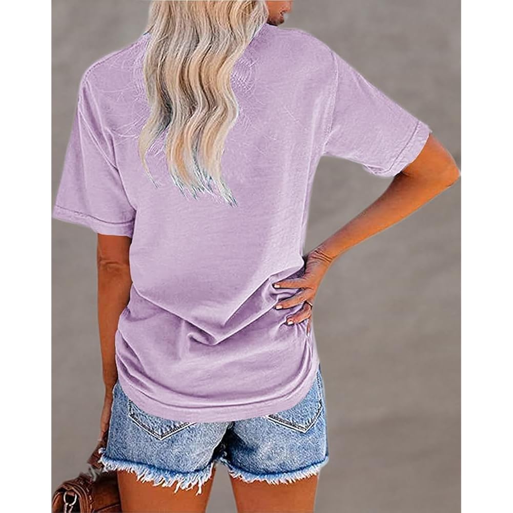 MaQiYa Womens Cute Sunflower Graphic Printed Tee Shirts Vintage Short Sleeve Cotton Shirts Tops Purple