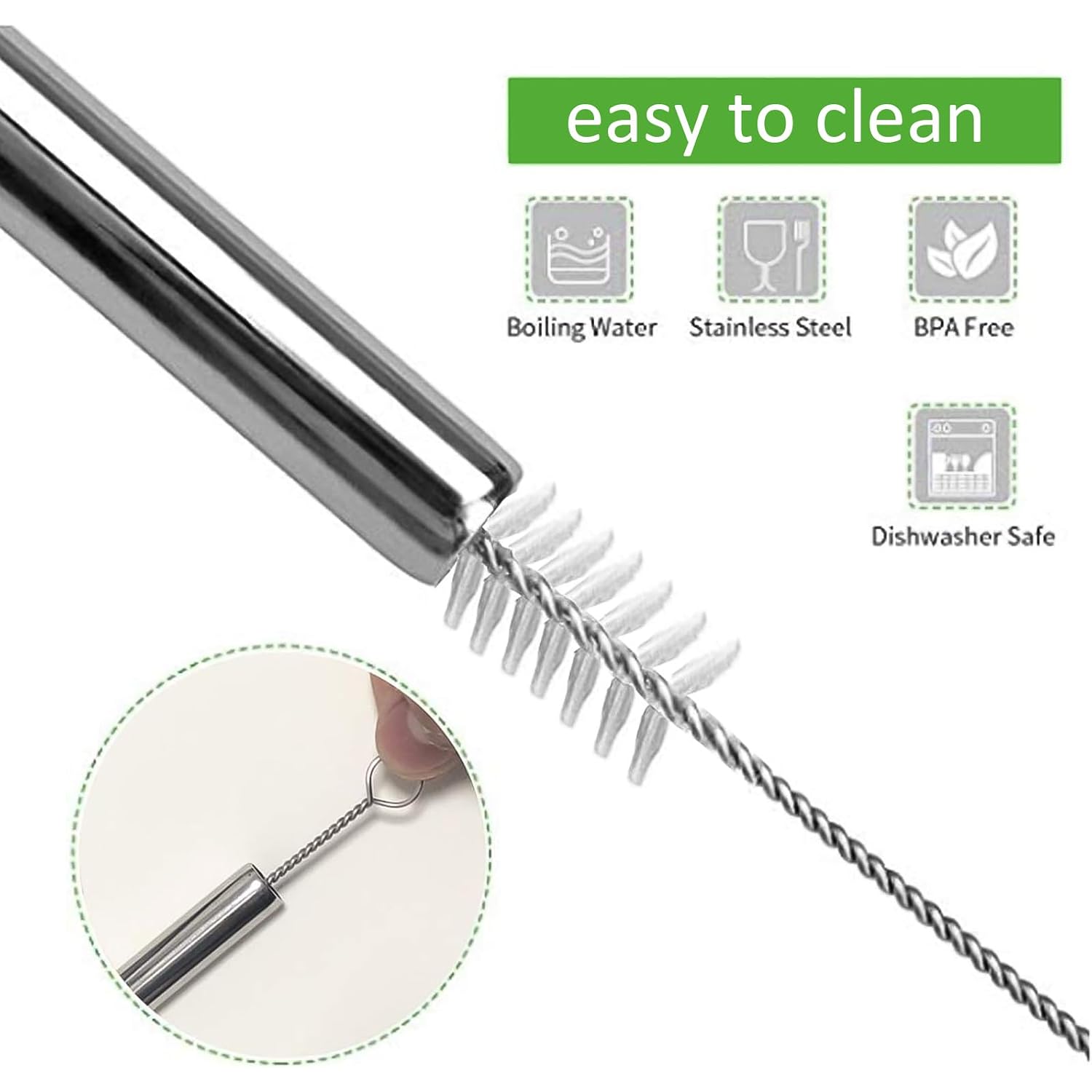 Annvchi 16 Pack Of Reusable Stainless Steel Metal Straws, 8 Straight + 8 Bent 8.5 Inch Metal Straws With 2 Cleaning Brushes, Straw Compatible With 20Oz Stanley Cup