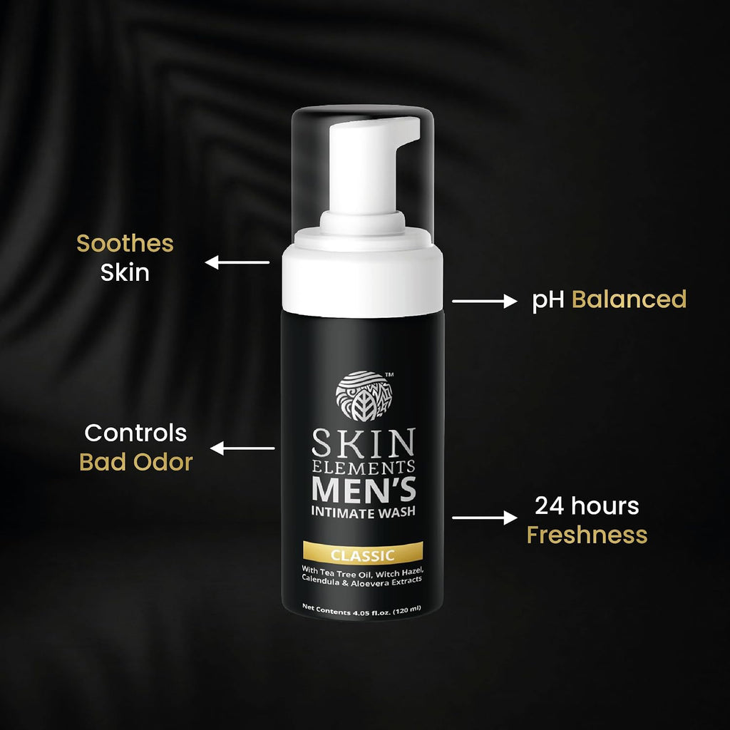 Skin Elements Men'S Intimate Wash Jumbo Pack | With Refill | For 180 Days | 14.2 Fl. Oz | Ph Balanced Hygiene Foaming Wash | Controls Bad Odor | Tea Tree Oil | Super Saver Pack |