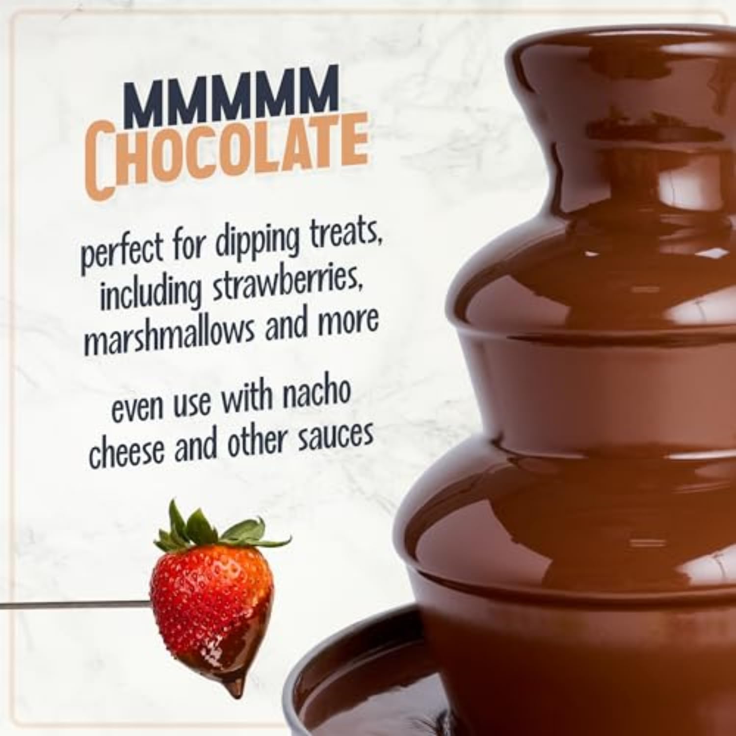 Nostalgia 3 Tier Electric Chocolate Fondue Fountain Machine For Parties - Melts Cheese, Queso, Candy, And Liqueur - Dip Strawberries, Apple Wedges, Vegetables, And More - 24-Ounce - Black, Small