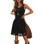 Verdusa Women'S Western Fringe Tank Dresses Cowgirl Sleeveless Short Summer Dress