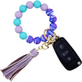 BIHRTC Key Ring Bracelet Car Keychain Holder Wristlet Silicone Women Beaded Bangle Chains