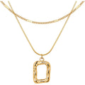 Evabelle Gold Layered Necklace for Women Trendy Jewelry 14K Real Gold Plated Chunky Chain Stackable Necklaces Dainty Choker Necklaces Rectangle Square Pendant