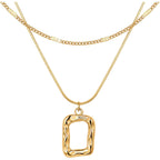 Evabelle Gold Layered Necklace for Women Trendy Jewelry 14K Real Gold Plated Chunky Chain Stackable Necklaces Dainty Choker Necklaces Rectangle Square Pendant