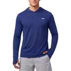 Reebok Hooded Rash Guard For Men– Long Sleeve Sun Shirt, Upf 50+ Uv Protection Fishing Running Hiking Athletic Workout