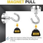 Diymag Magnetic Hooks, 30Lbs 6Pcs Cruise Cabin Essentials Heavy Duty N52 | Strong Neodymium Rare Earth Magnets, For Kitchen, Classroom, Beach, Cruise Cabins, Refrigerator, Hanging Key Clothes Wall Hat
