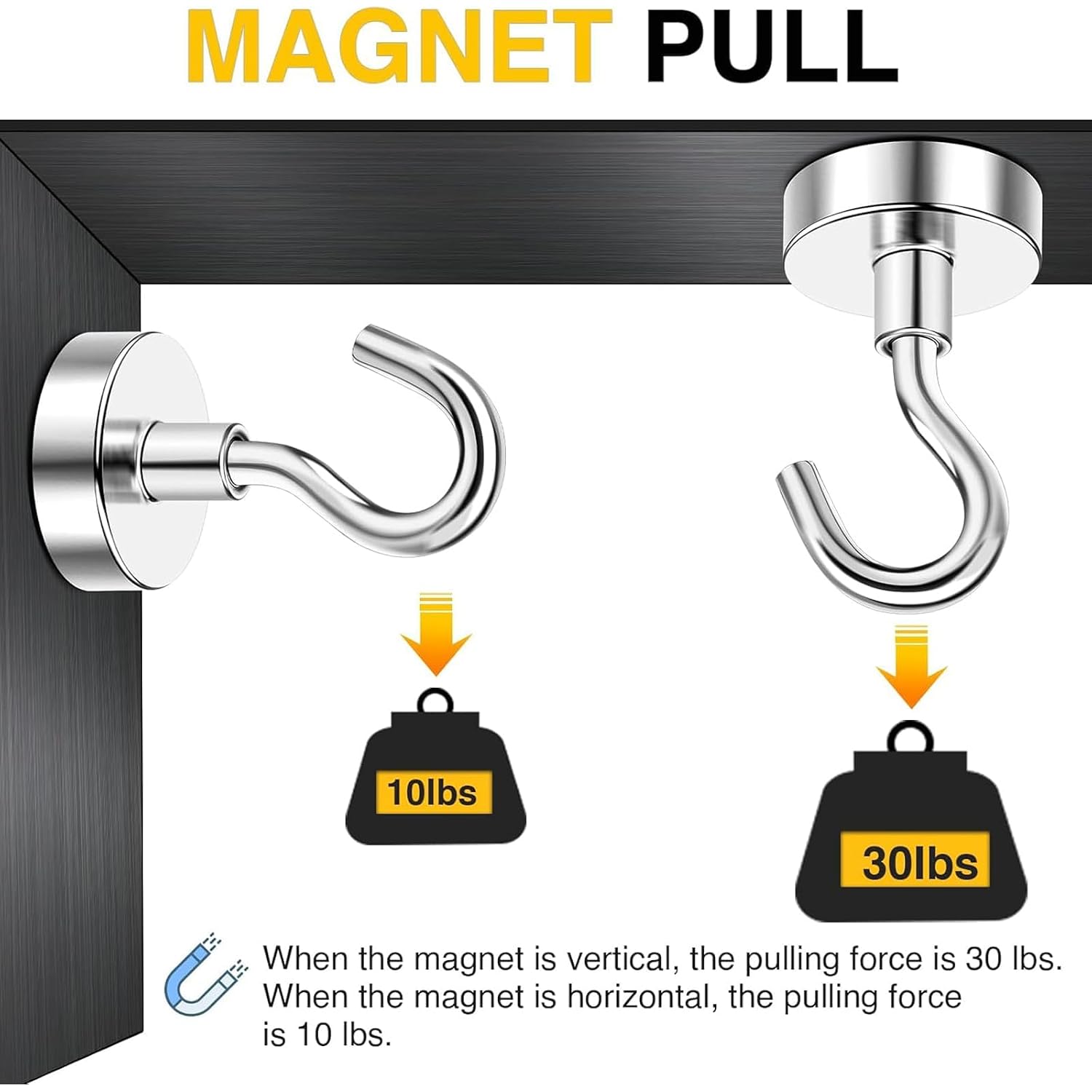 Diymag Magnetic Hooks, 30Lbs 6Pcs Cruise Cabin Essentials Heavy Duty N52 | Strong Neodymium Rare Earth Magnets, For Kitchen, Classroom, Beach, Cruise Cabins, Refrigerator, Hanging Key Clothes Wall Hat