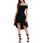 Sarin Mathews Womens Off The Shoulder Short Sleeve High Low Cocktail Skater Dress