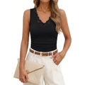 Merokeety Womens Summer V Neck Lace Tank Tops 2026 Sleeveless Elegant Sexy Casual Trendy Work Going Out Cami Shirts
