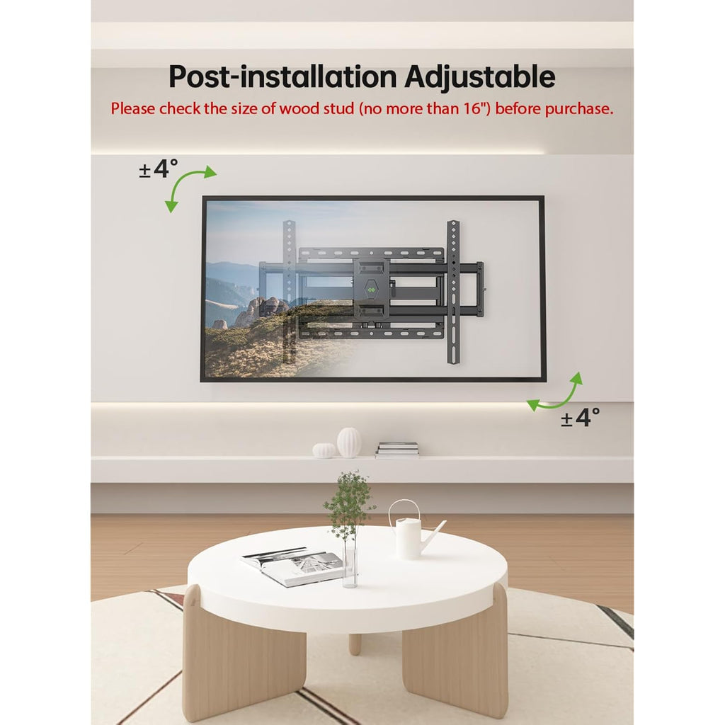 USX Mount Full Motion TV Wall Mount for Most 42-90 inch Flat Screen/LED/4K, TV Mount Bracket Dual Swivel Articulating Tilt 6 Arms, Max 16" Wood Studs, VESA 600x400mm, Holds up to 132lbs